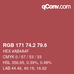 カラーコード: RGB 171 74.2 79.6 | qconv.com