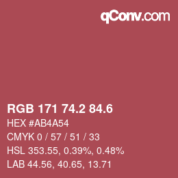 カラーコード: RGB 171 74.2 84.6 | qconv.com