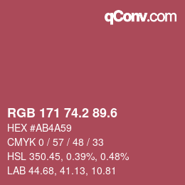 カラーコード: RGB 171 74.2 89.6 | qconv.com