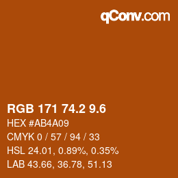 カラーコード: RGB 171 74.2 9.6 | qconv.com