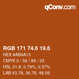 カラーコード: RGB 171 74.6 19.6 | qconv.com
