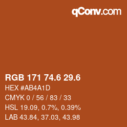 カラーコード: RGB 171 74.6 29.6 | qconv.com