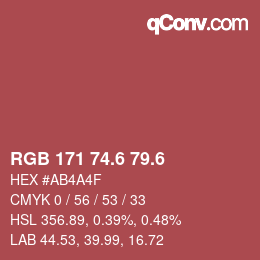 カラーコード: RGB 171 74.6 79.6 | qconv.com