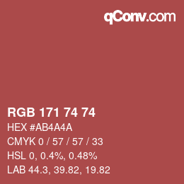Código de color: RGB 171 74 74 | qconv.com