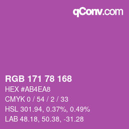 Color code: RGB 171 78 168 | qconv.com