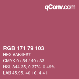 颜色代码: RGB 171 79 103 | qconv.com
