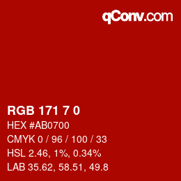 颜色代码: RGB 171 7 0 | qconv.com
