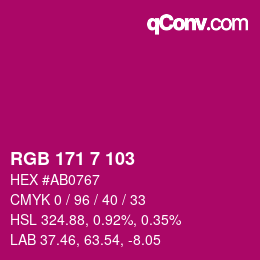 Color code: RGB 171 7 103 | qconv.com