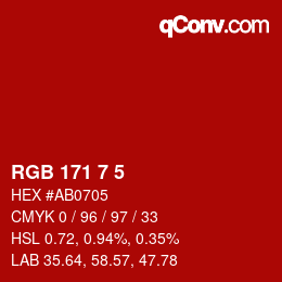 カラーコード: RGB 171 7 5 | qconv.com