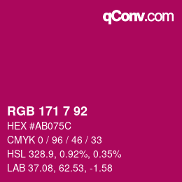 颜色代码: RGB 171 7 92 | qconv.com