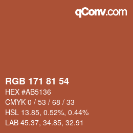 Color code: RGB 171 81 54 | qconv.com