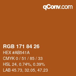 Color code: RGB 171 84 26 | qconv.com