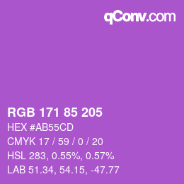 Color code: RGB 171 85 205 | qconv.com