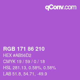 颜色代码: RGB 171 86 210 | qconv.com