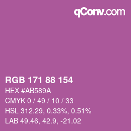 カラーコード: RGB 171 88 154 | qconv.com