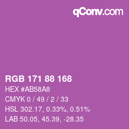 カラーコード: RGB 171 88 168 | qconv.com