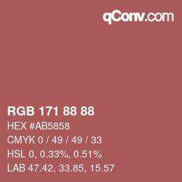 Código de color: RGB 171 88 88 | qconv.com