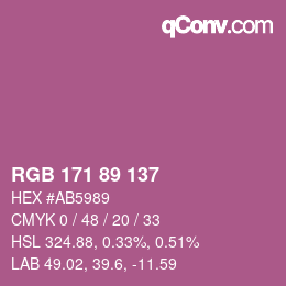 颜色代码: RGB 171 89 137 | qconv.com