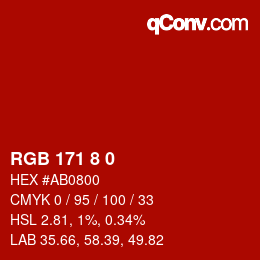 Color code: RGB 171 8 0 | qconv.com