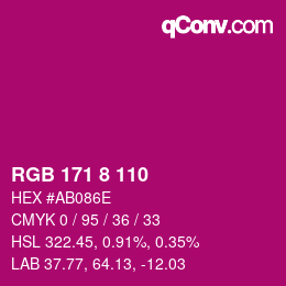 颜色代码: RGB 171 8 110 | qconv.com