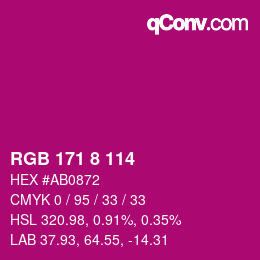 颜色代码: RGB 171 8 114 | qconv.com