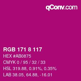 颜色代码: RGB 171 8 117 | qconv.com
