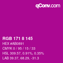 Color code: RGB 171 8 145 | qconv.com