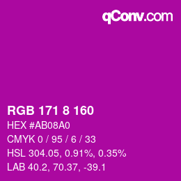 Color code: RGB 171 8 160 | qconv.com