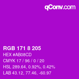 Color code: RGB 171 8 205 | qconv.com