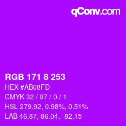 颜色代码: RGB 171 8 253 | qconv.com