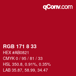 颜色代码: RGB 171 8 33 | qconv.com