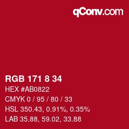颜色代码: RGB 171 8 34 | qconv.com