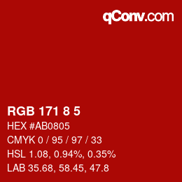 カラーコード: RGB 171 8 5 | qconv.com