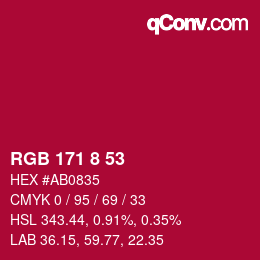 颜色代码: RGB 171 8 53 | qconv.com
