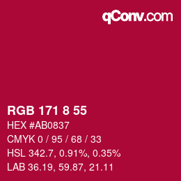 颜色代码: RGB 171 8 55 | qconv.com
