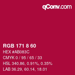 颜色代码: RGB 171 8 60 | qconv.com