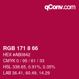 颜色代码: RGB 171 8 66 | qconv.com