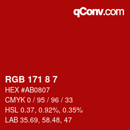 Farbcode: RGB 171 8 7 | qconv.com