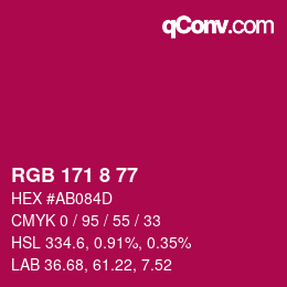 颜色代码: RGB 171 8 77 | qconv.com
