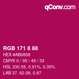 Color code: RGB 171 8 88 | qconv.com