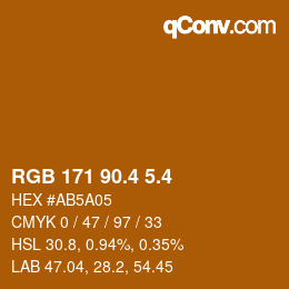 カラーコード: RGB 171 90.4 5.4 | qconv.com
