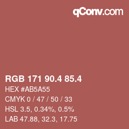 カラーコード: RGB 171 90.4 85.4 | qconv.com