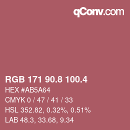 カラーコード: RGB 171 90.8 100.4 | qconv.com