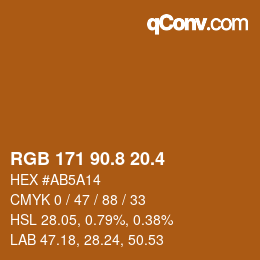 カラーコード: RGB 171 90.8 20.4 | qconv.com