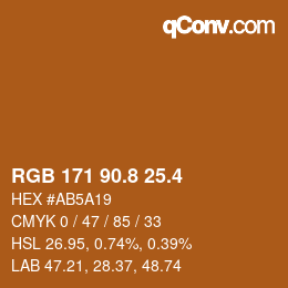 カラーコード: RGB 171 90.8 25.4 | qconv.com