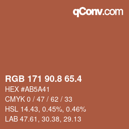 カラーコード: RGB 171 90.8 65.4 | qconv.com