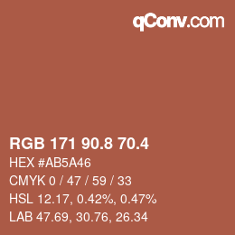 カラーコード: RGB 171 90.8 70.4 | qconv.com