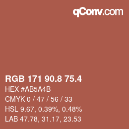 カラーコード: RGB 171 90.8 75.4 | qconv.com