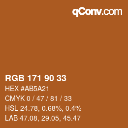 颜色代码: RGB 171 90 33 | qconv.com