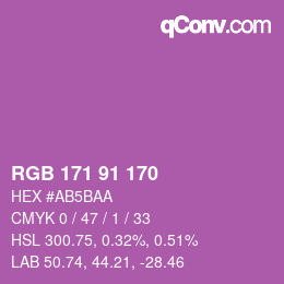 Color code: RGB 171 91 170 | qconv.com